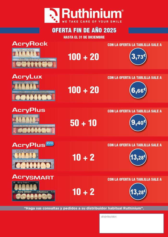 ruthinium, depositos dentales, acry lux, acry plus, anuncio
