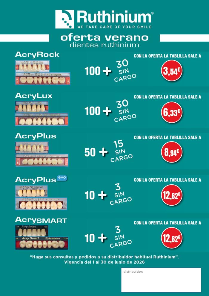 ruthinium, depositos dentales, acry lux, acry plus, anuncio